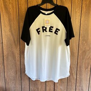 LuLaRoe 2XL Axel Raglan Tee White & Black "Free 1776"